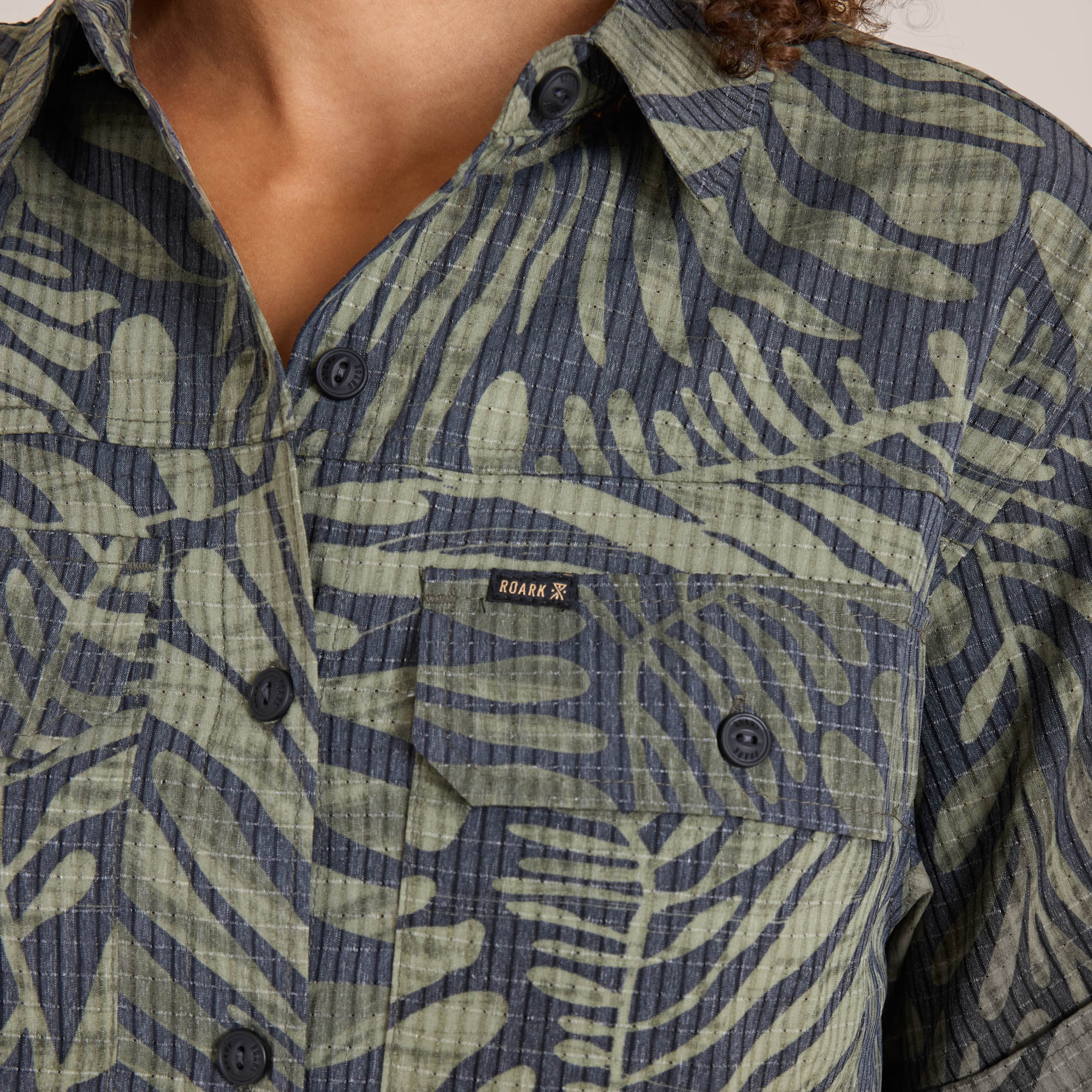 Bless Up Cropped Button Up Shirt - Dark Military - Image 5