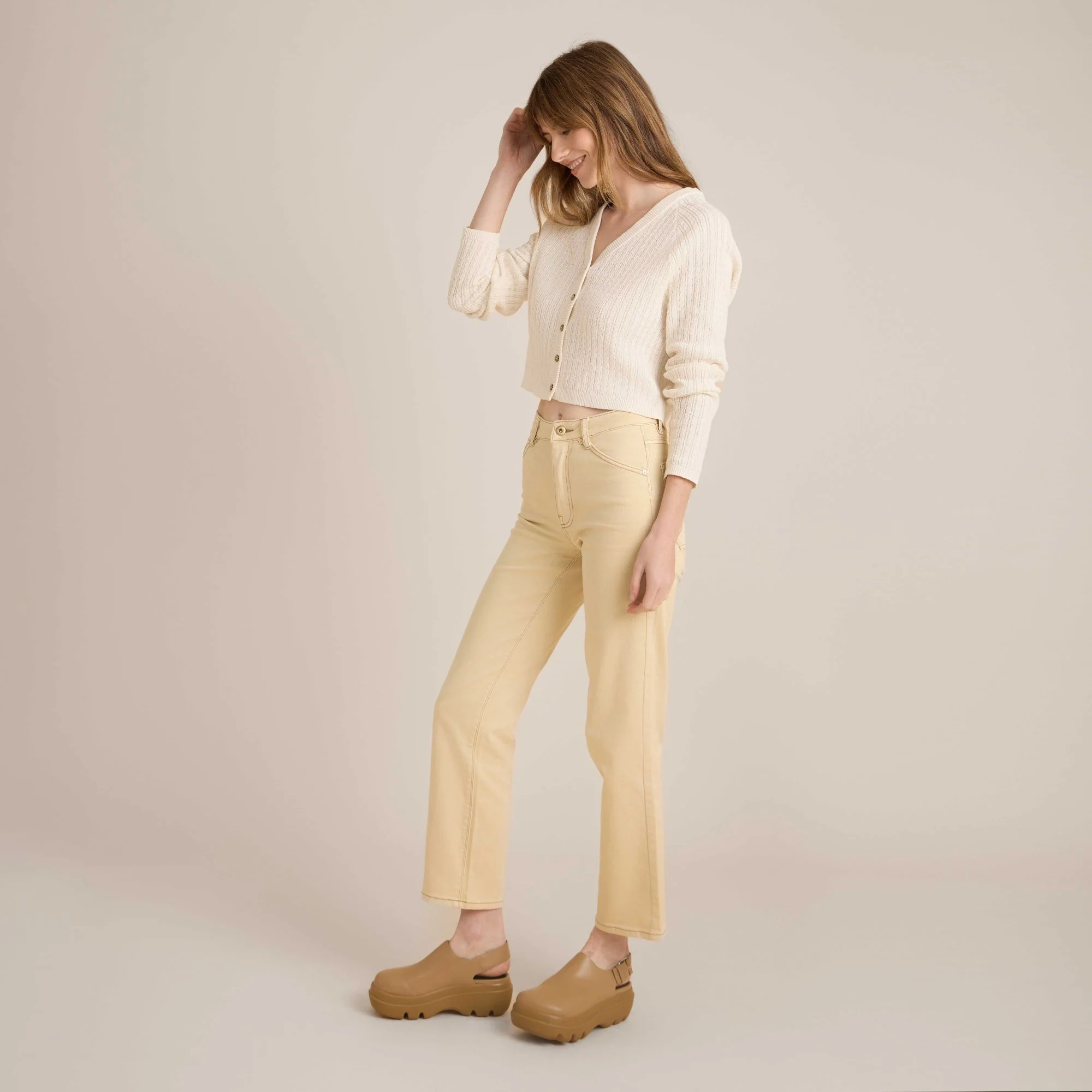 Bluffs Long Sleeve Cardigan - Eggshell - Image 4