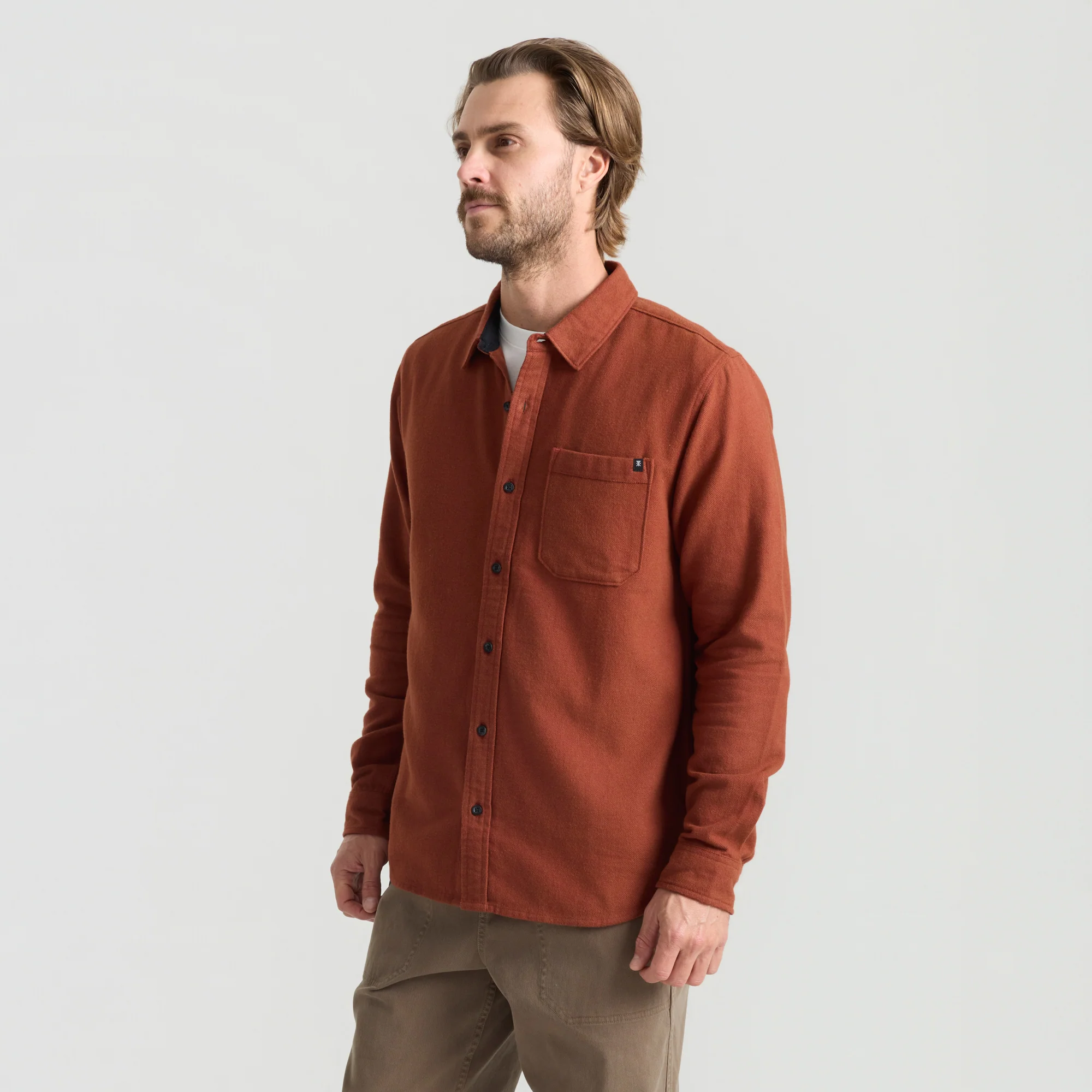 Crossroads Organic Cotton Flannel - Red Clay Herringbone - Image 4