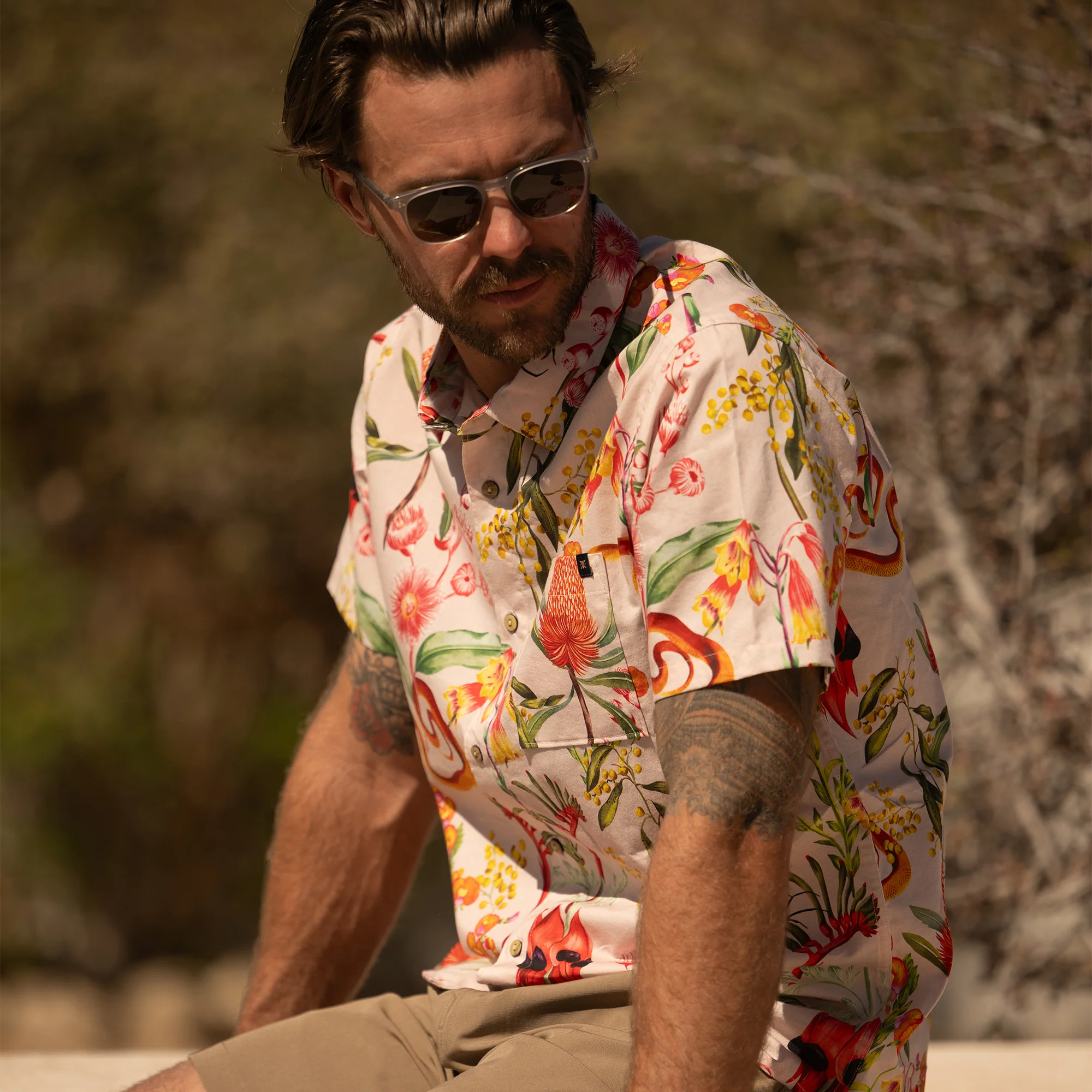 Journey Short Sleeve Button Up Shirt - Dusty Violet - Image 3